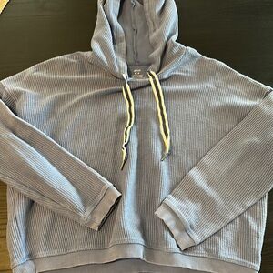 Aerie Blue Hoodie with Cream and Blue Drawstrings